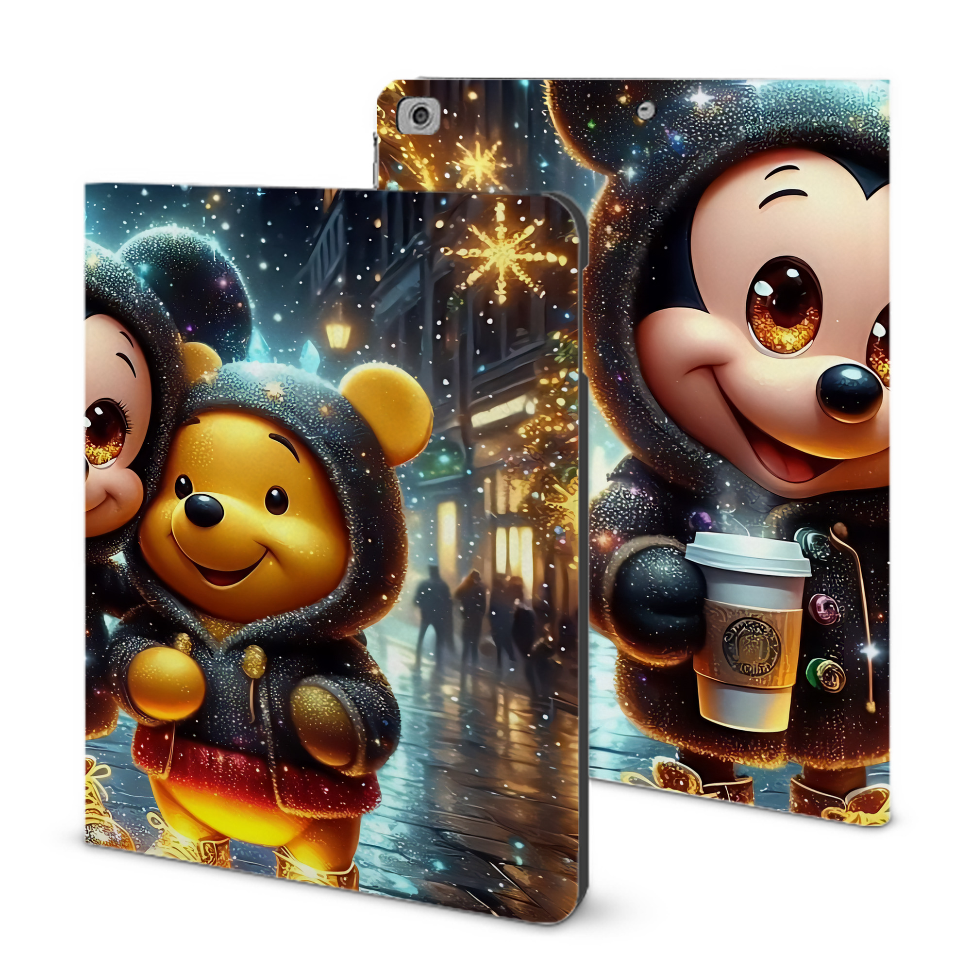 （画像用） ミッキーマウス Mickey Mouse IPad ケース ブック型 PUレザー TPU 耐衝撃 軽量 薄型 ペン収納なし 全面保護 IPad 各モデル対応